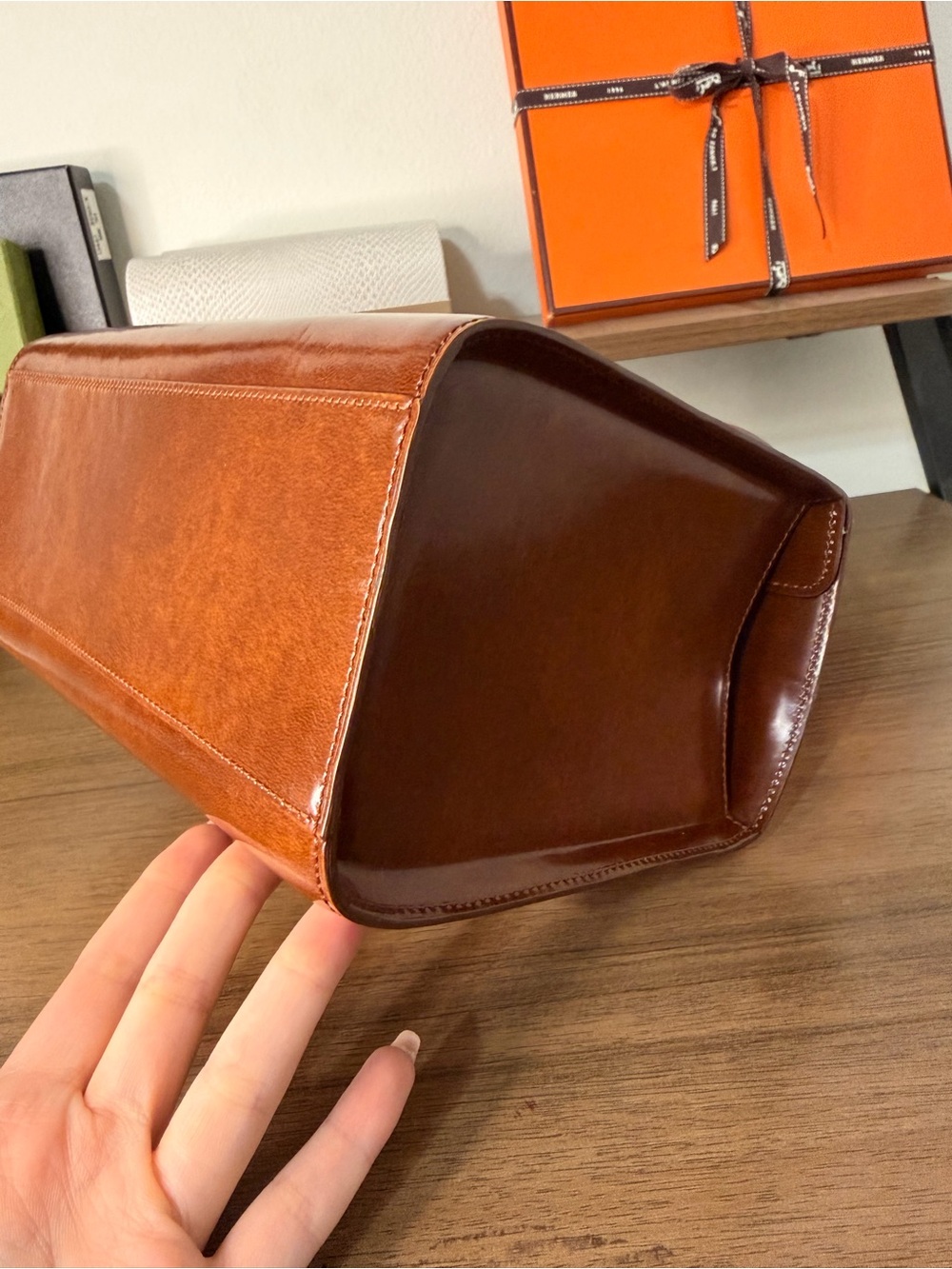 AUTHENTIC - Vintage Cartier Panthère Brown Leather Handbag - Picture 8 of 17